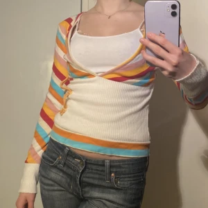 Vintage ICHI tröja y2k - Vintage y2k top från ICHI. 90-tal eller tidigt 2000-tal. Stor uringning och figurnära form, vilket gör att den sitter jättesnyggt på. (Behövs förmodligen ett linne under). Strl m men passar mig som vanligtvis har xs eller s. Fint skick❤️🧡💚