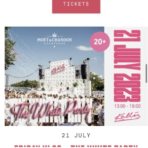 White party biljetter - Säljer 1 biljett till whiteparty (INTE EARLY BIRD) utan du kan gå in när du vill, säljer för exakt vad jag betalade . 