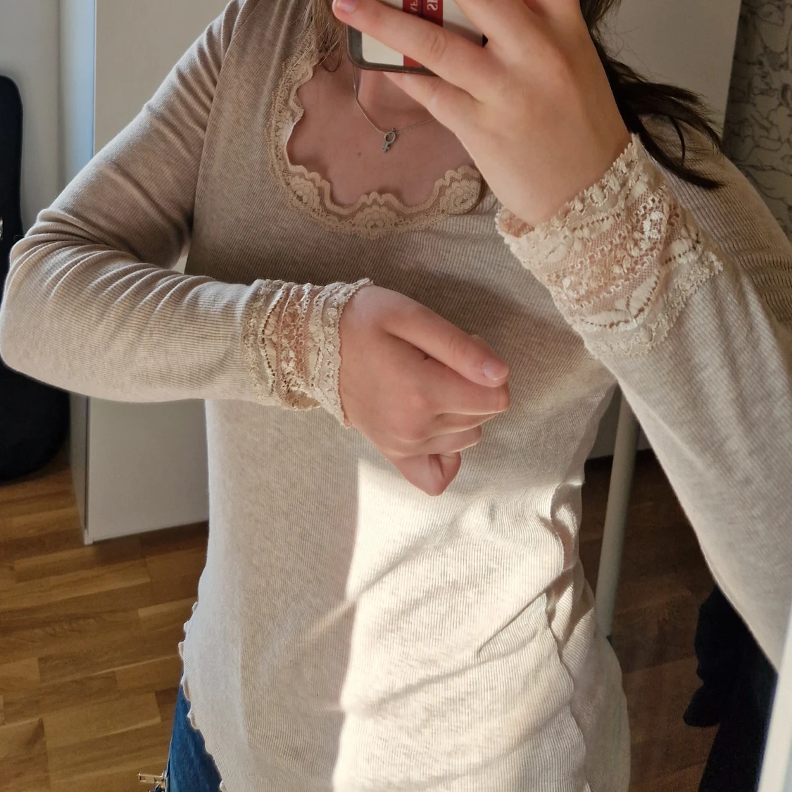 Långärmad med spets - 90