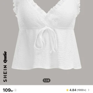 Vitt sommarlinne  - Ett vitt sommarlinne från shein som knappt är använt. 💕  Det är inte exakt det linnet som på första bilden eftersom att jag inte hittade det exakta men det är ett liknande som man kan se på andra bilden. 