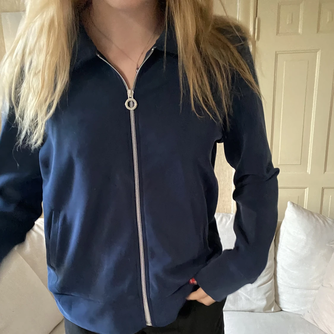 Blå ziptröja  - 90
