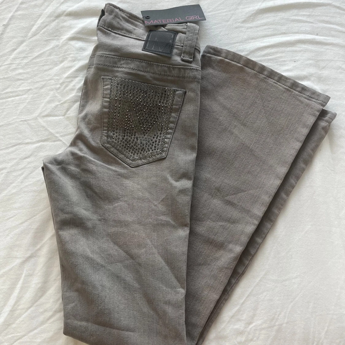 Grå lågmidjade jeans - 90