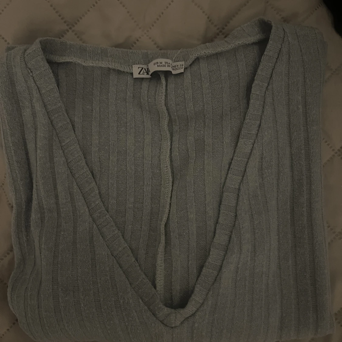 Ribbad långärmad tröja  - 90