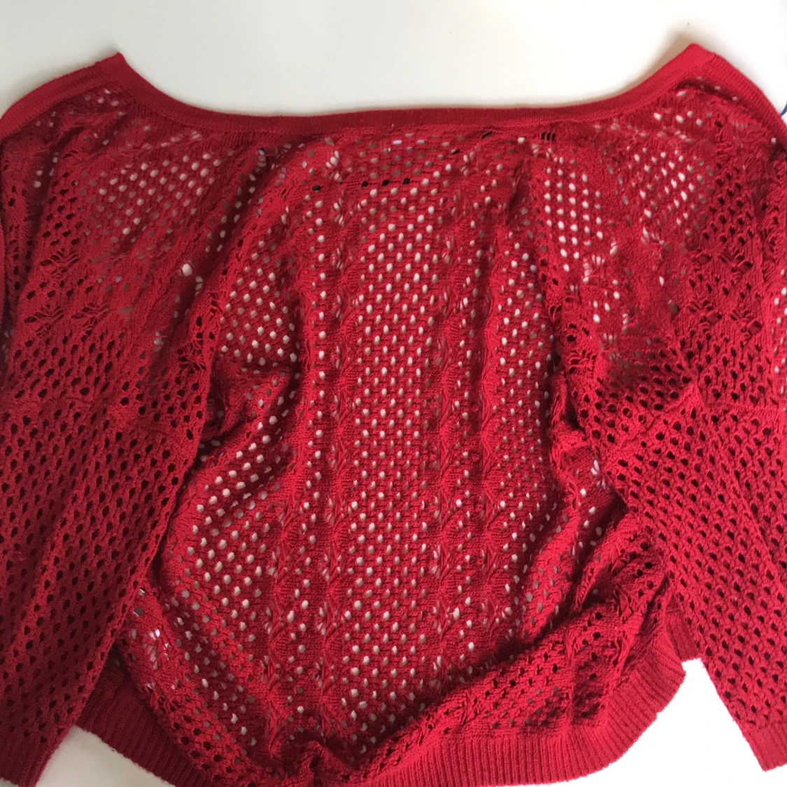 Virkad röd kofta - 90