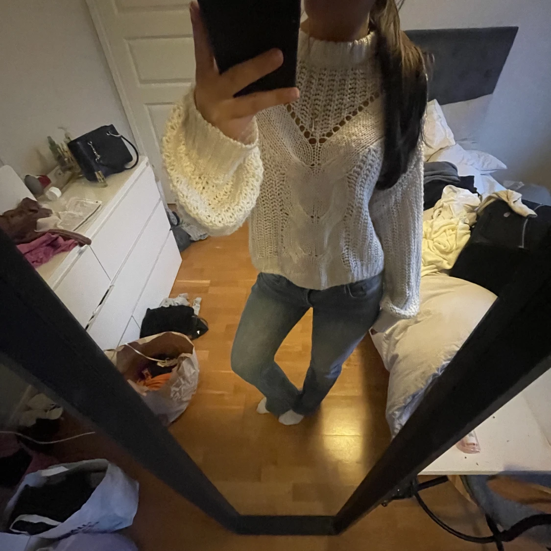 vit stickad tröja! - 91