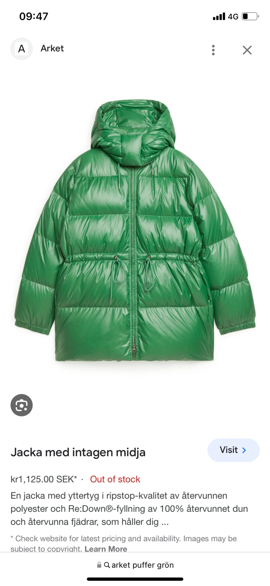 Arket puffer / dunjacka