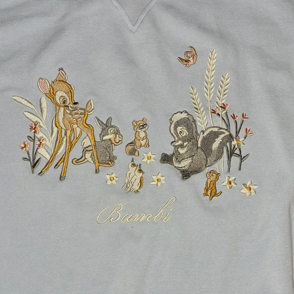 Cutest crewneck sweatshirt with Bambi embroidery. Large size, very comfortable! Used and washed around 3-4 times. Baby blue colour 💙 . Hoodies.