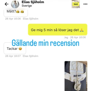 Angående en av mina recensioner - Ang. min recension. Alla plagg mäts om så önskas. Om ni har M i tröjor från Nike, är de inte säkert att M i tröjor från Levis är lika ”stora”, passform skiljer sig o det kan tyvärr inte jag som säljare rå för. Hoppas ni förstår 🙏