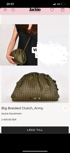 Jackie Stockholm väska  - Braided clutch, den större storleken. Nypris 2400kr, nyskick! Finns inte kvar på hemsidan längre så går inte att få tag på! (Startar budgivning då det var jättemånga intresserade!) 