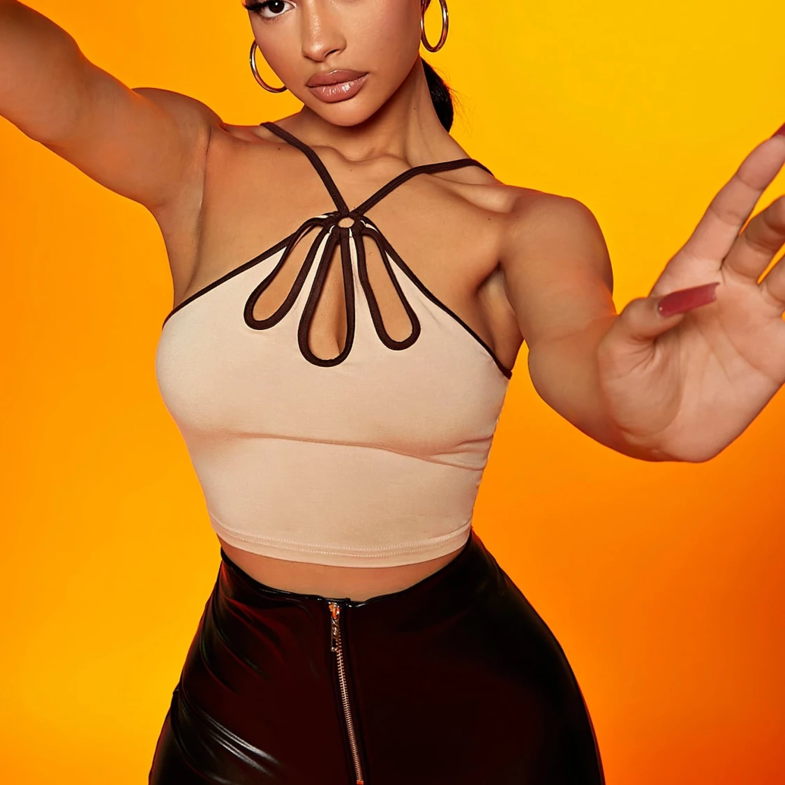 Beige/brun topp i strl. S