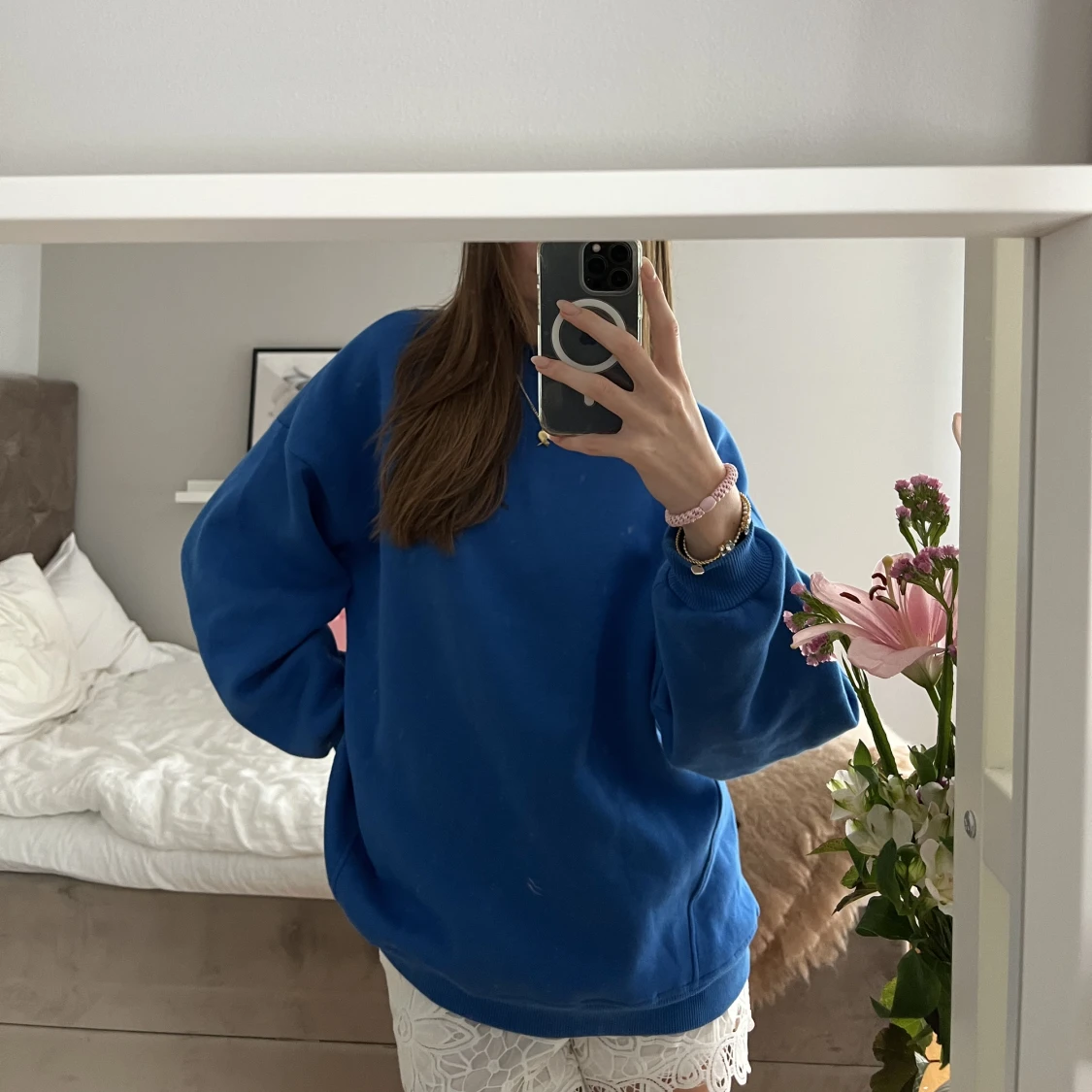 Blå collegetröja  - 90