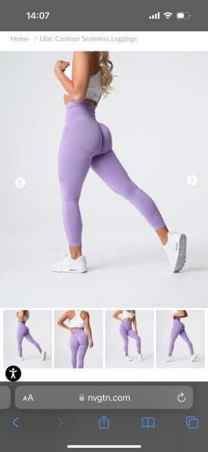 Träningstights från nvgtn - Tights från det populära märket nvgtn i färgen lilac. Storlek S och i fint skick. Nypris 625kr