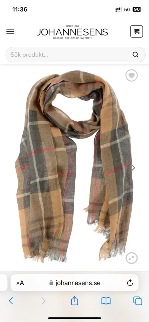 Barbour Tartan Linen Scarf - Klassiska Barbour rutor. 65x190 cm. 