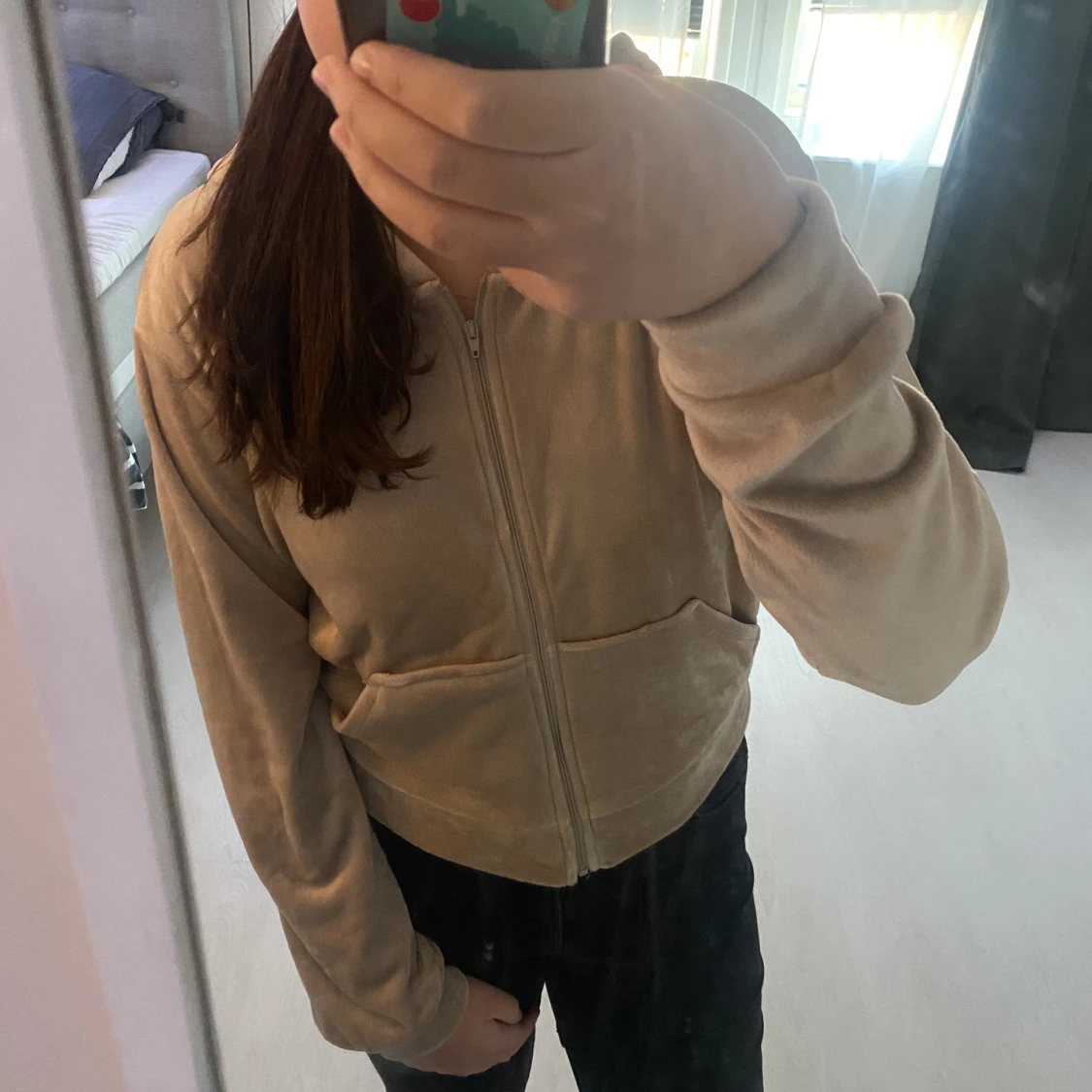 Beige zip up hoodie
