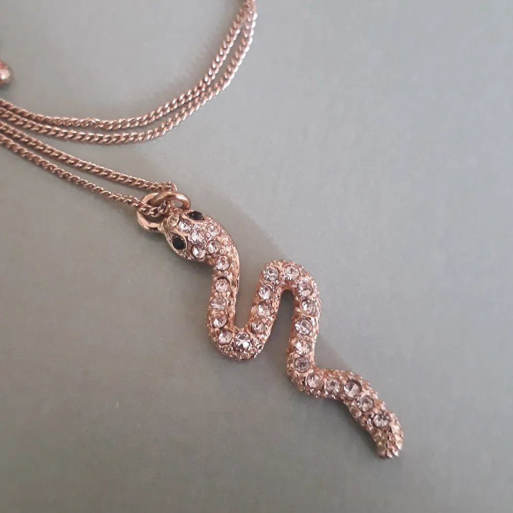 Guldigt halsband med orm smycke.  Köpt från HM, knappt använd.. Accessoarer.