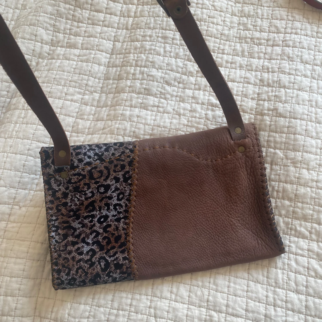 Äkta läder väska med leopard mönster - 91