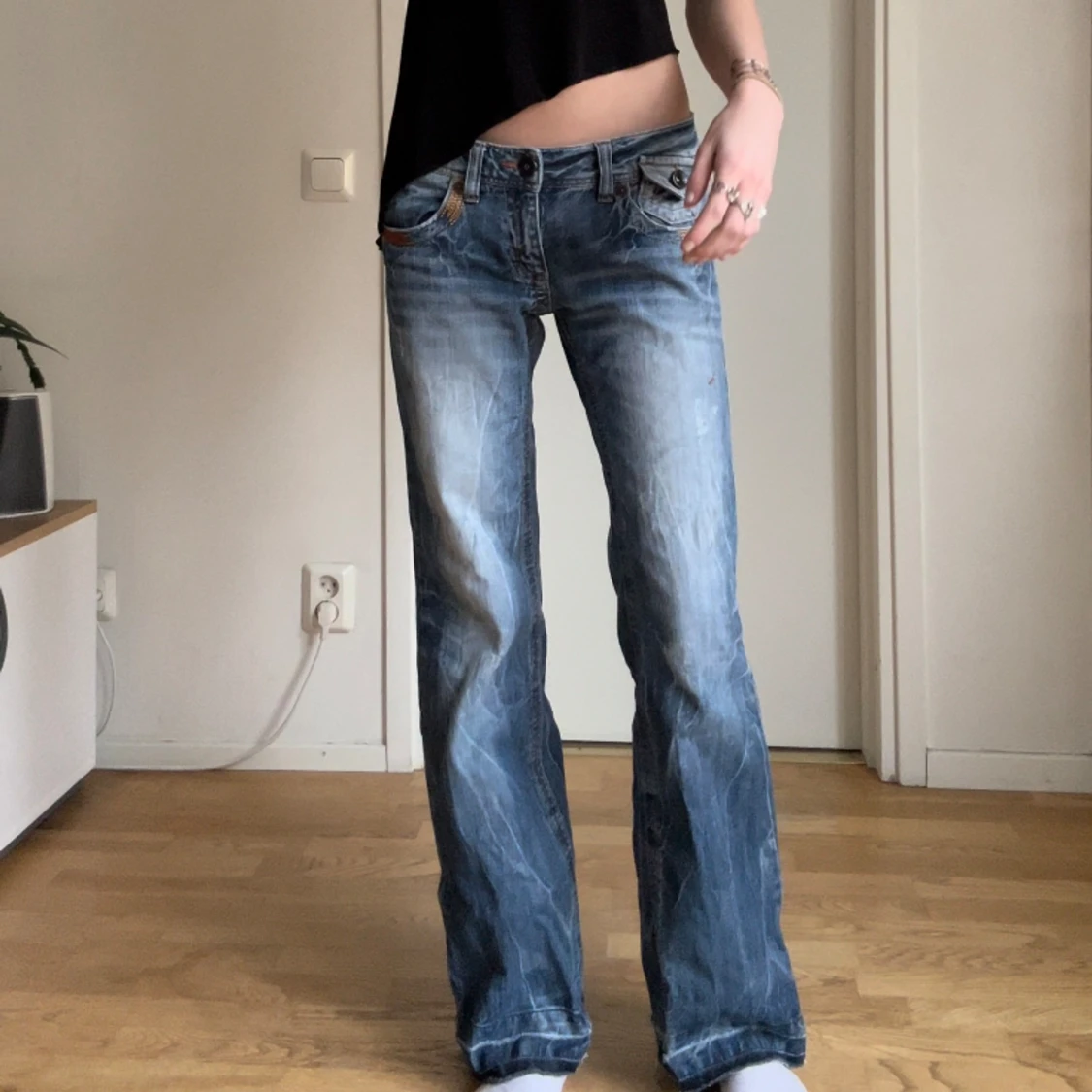 Lågmidjade bootcut jeans - 90