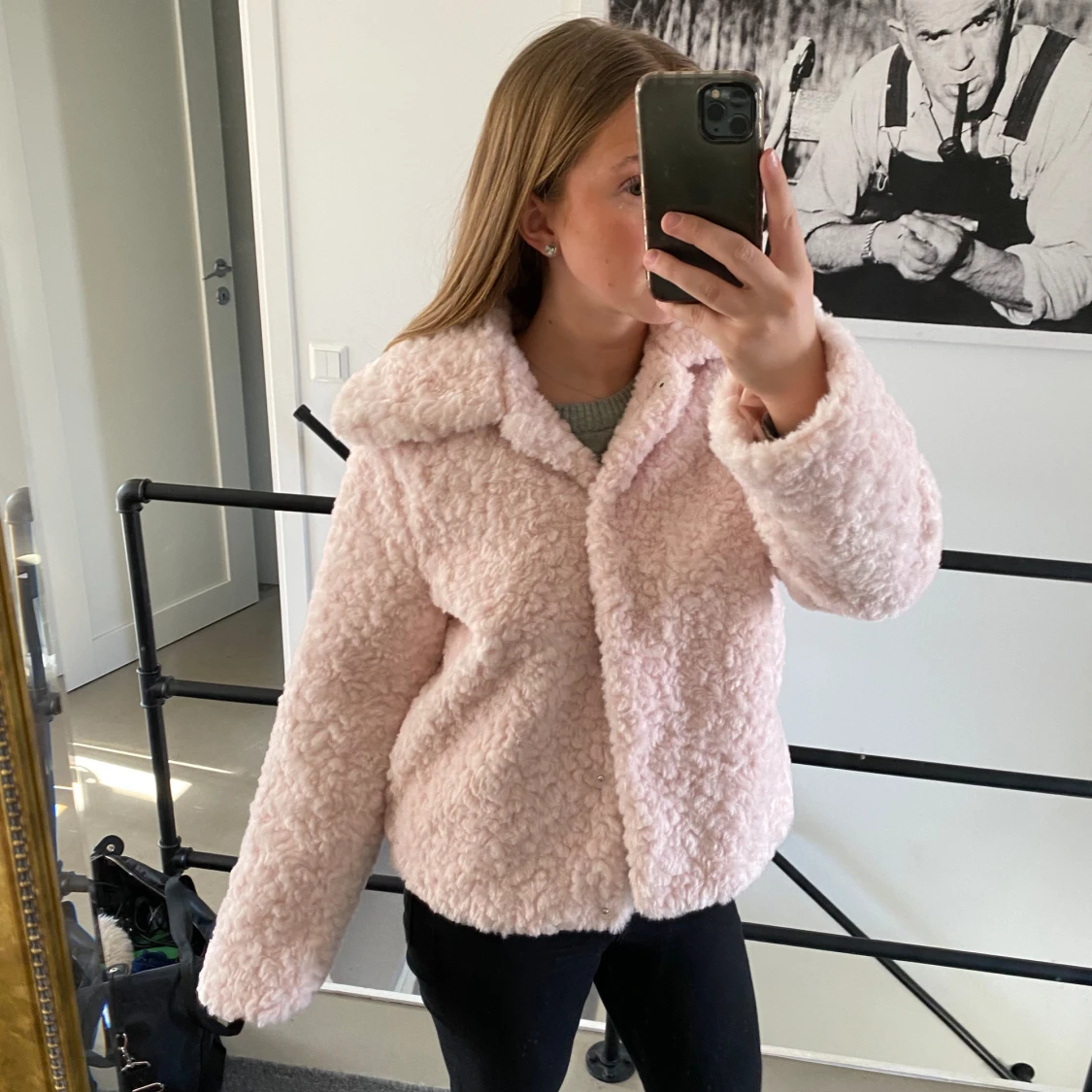 Rosa fluffig jacka
