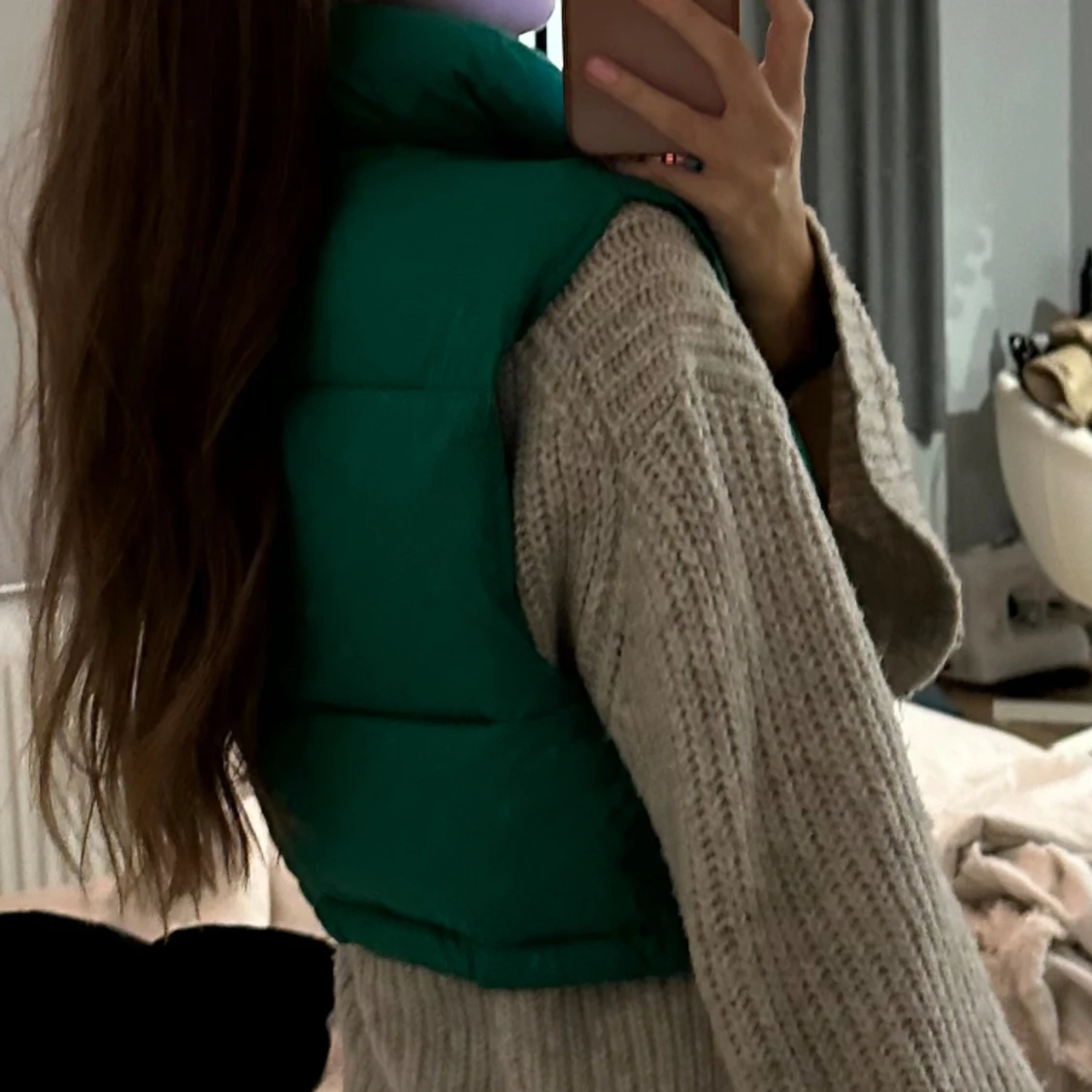 Grön puffer väst  - 91