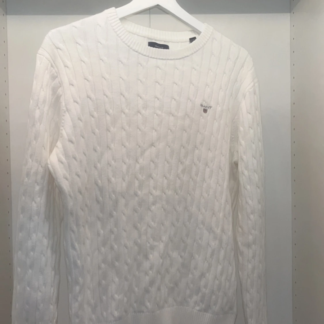 GANT Kabelstickad Bomullströja Vit