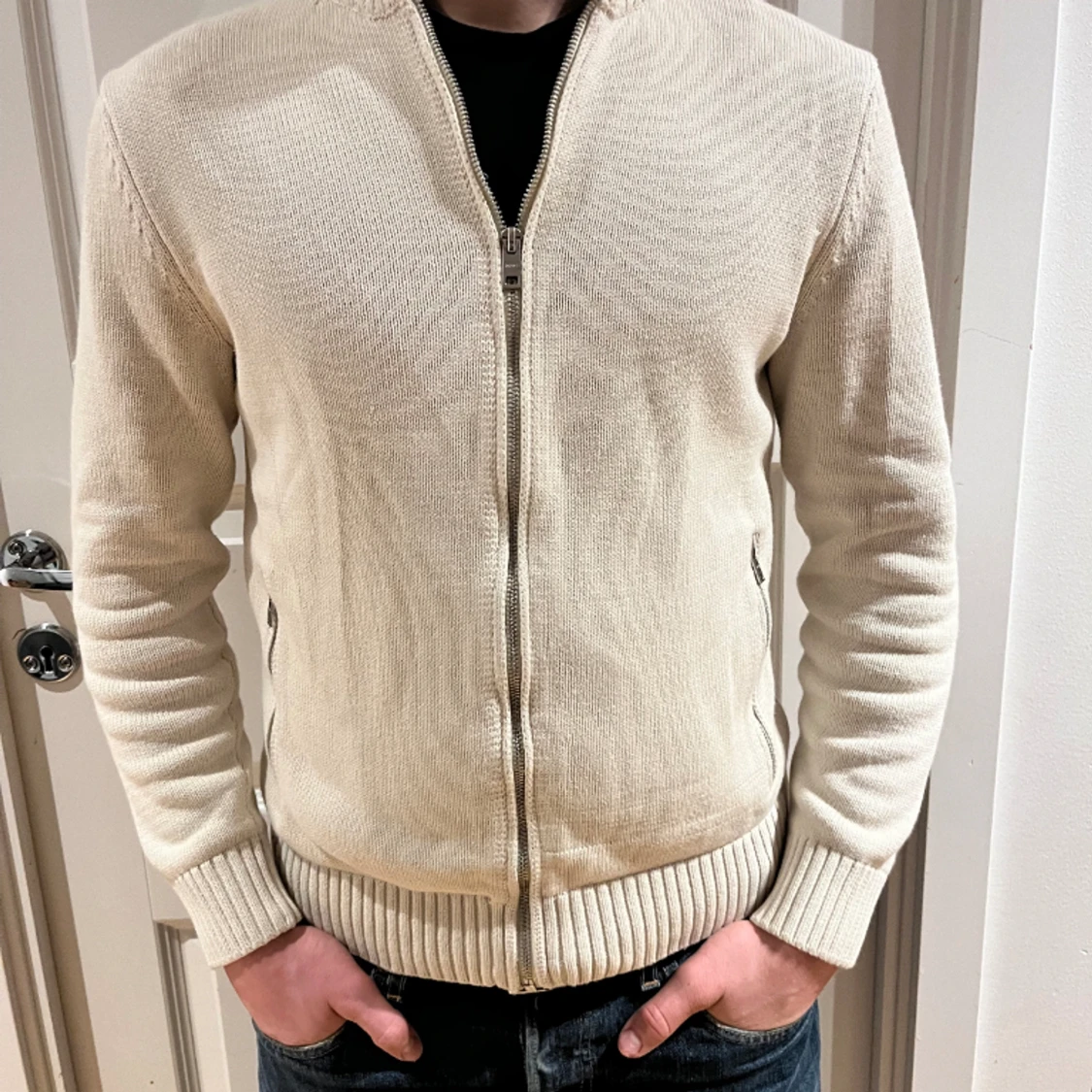 Vit stickad mango tröja. - 90