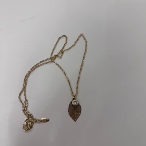 Halsband - Jättefint guldhalsband från LBVYR! Aldrig använt! Jättefin sten och fina detaljer på bladet!! 