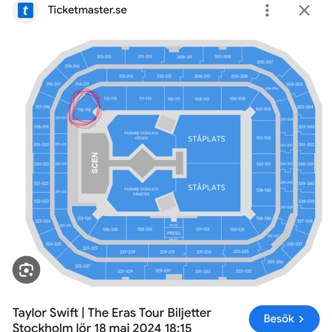 Taylor Swift 2st biljetter 17maj  - 90