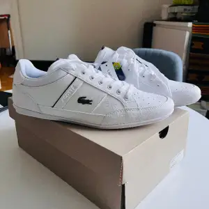 Lacoste Chaymon 0121 1 CMA WHT/BLK Storlek 42 Oanvända i original kartong Original pris 1650kr Mitt pris 899kr  https://www.lacoste.com/se/lacoste/men/shoes/sneakers/men%27s-chaymon-synthetic-and-leather-sneakers/42CMA0014.html?color=147