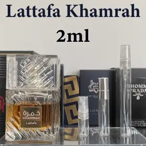 Säljer 2ml av Lattafa Khamrah 🍨🪵 35kr Kontakta mig gärna om du är intresserad Kontakta mig även om du vill köpa fler än 1 dekant så löser vi det✅