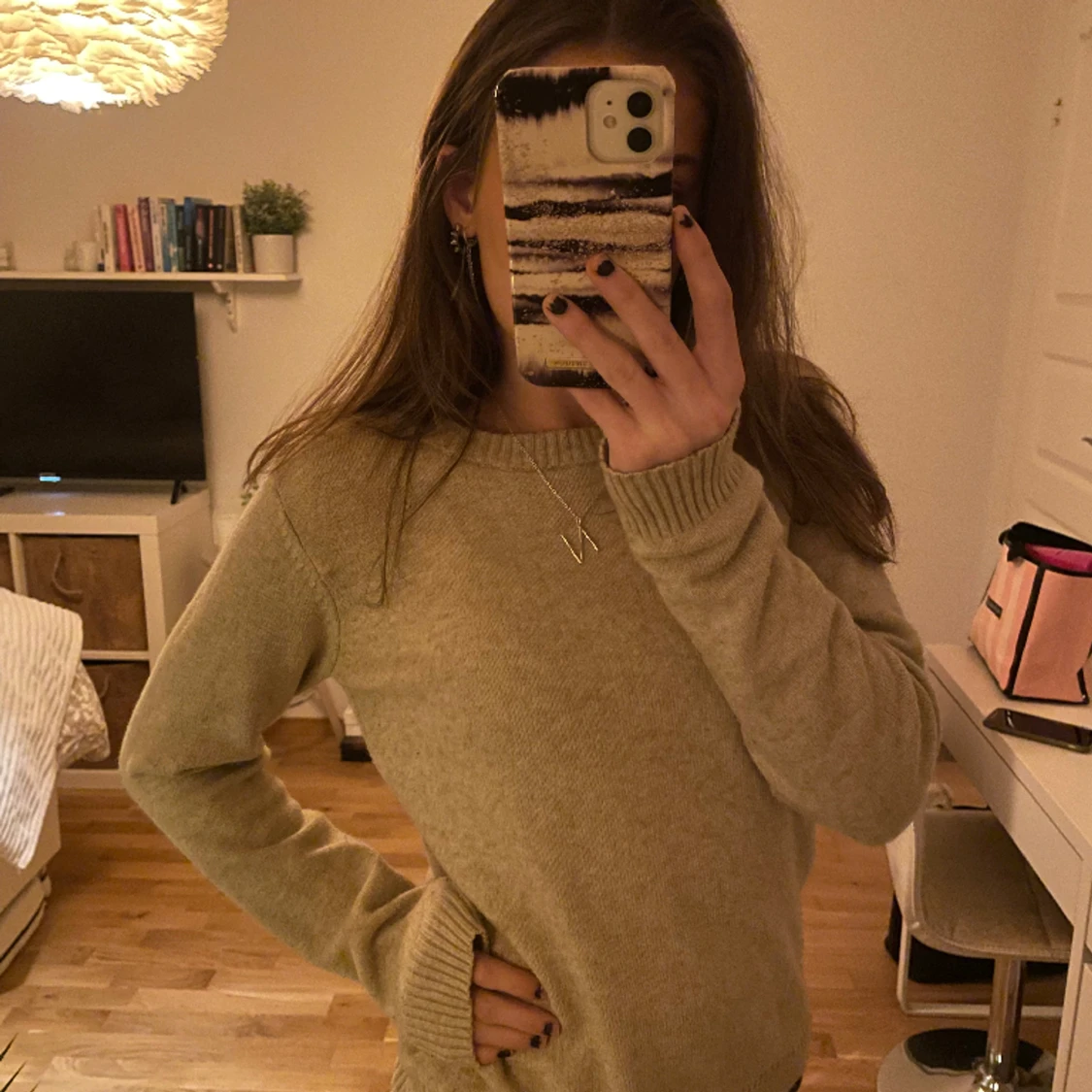 Beige stickad tröja😽 - 90