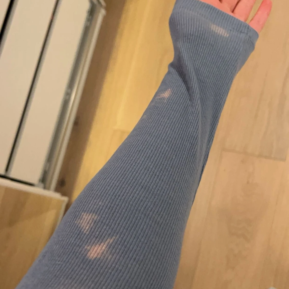 Basic blå ribbad tröja - 90