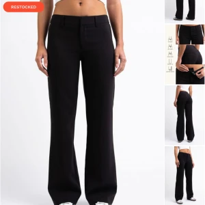 Svarta kostymbyxor - Säljer ett par snygga lågmidjade kostymbyxor i svart från madlady. Dom är i stl 34 och i längden short, men passar mig som är 166 cm. 