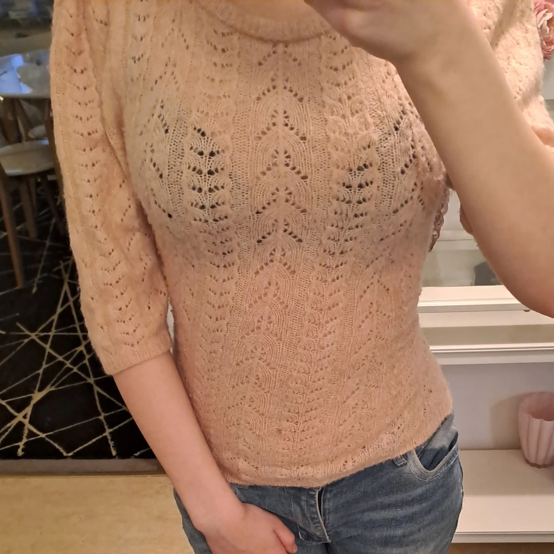 Stickad rosa tröja, sthlmstil - 91