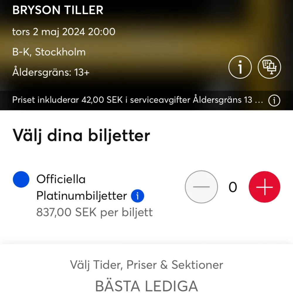 Bryson tiller biljetter, 2 st finns kvar. Finns på hemsidan för 837 men säljer den för 700kr styck. Biljetterna är för Stockholm konsertens 2 maj i b/k. 13+ gräns. Överför biljetterna säkert genom ticketmaster 🤍. Övrigt.