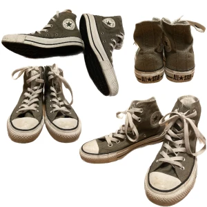 Converse militär gröna - Militär/olive gröna Converse! Ganska använda men ändå bra skick 7/10 ish. Endast missfärgning på sulan/det vita