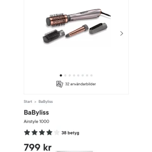 Babyliss värme borste - Jag säljer min nästan helt nya  värme borste som jag köpte ifrån Lyko för 800kr, jag har så många värmeborstar och jag använder helt enkelt inte just denna. Den är knappast använd och är i ny skick. Skriv privat om ni har frågor  Lånade bilder 