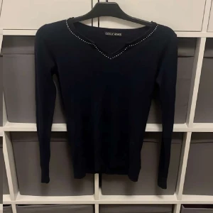 Tröja - Tröja med vingar på ryggen. Väl behandlad, vilket betyder nytt skick. Marinblå, guld/silver paljetter. 100kr