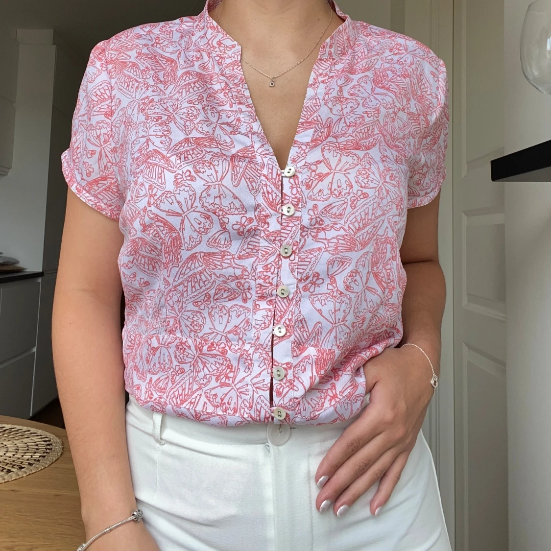 Mönstring rosa blus - 90