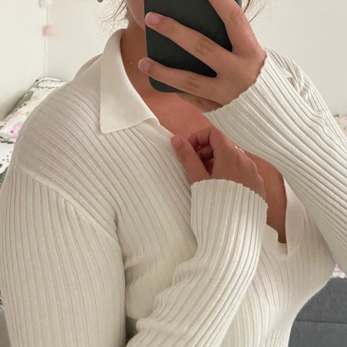 Vit långärmad tröja - 90