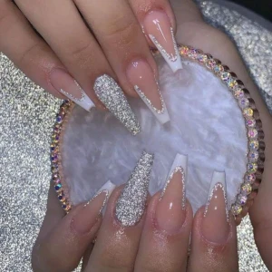 Lösnaglar - Silver glittriga lösnaglar