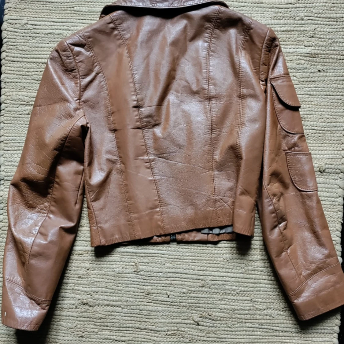 Läder jacka leather vintage ljusbrun 70 tan - 92