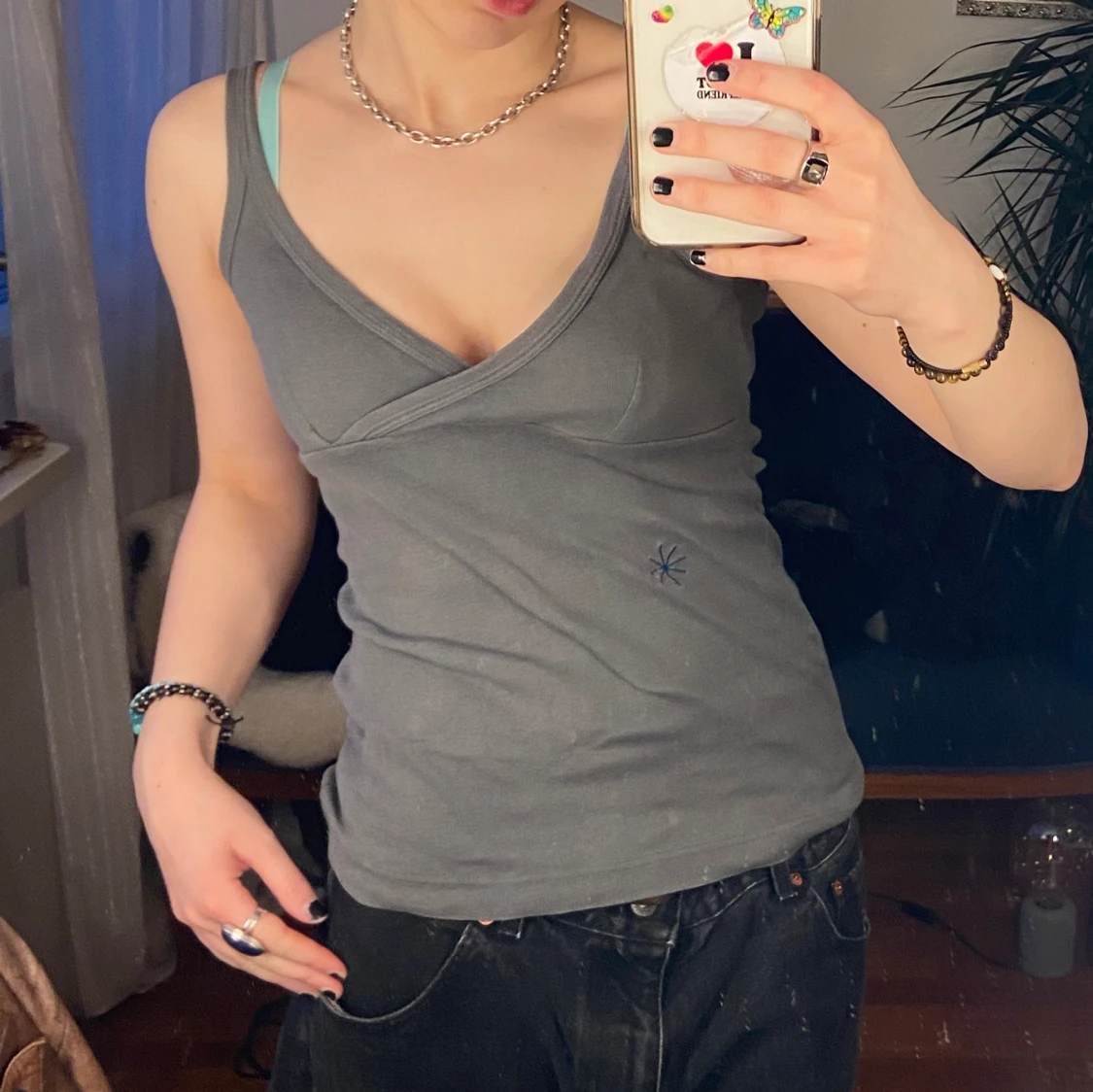 Grått linne i bomull 