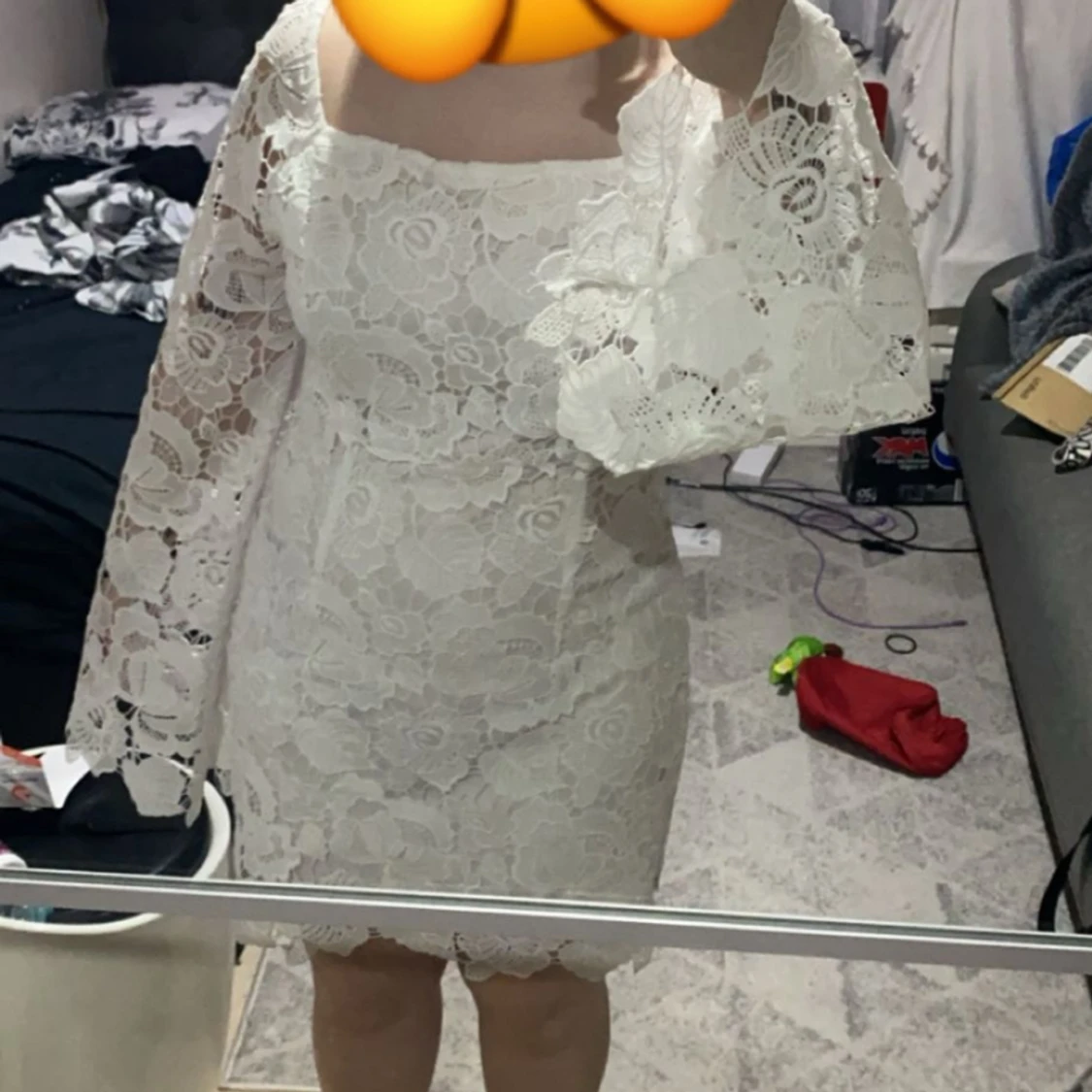 Vit studentklänning strl L - 91