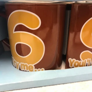 Roliga / Färgglada Porslin Muggar med Texten och Bilder  - 129kr/par 