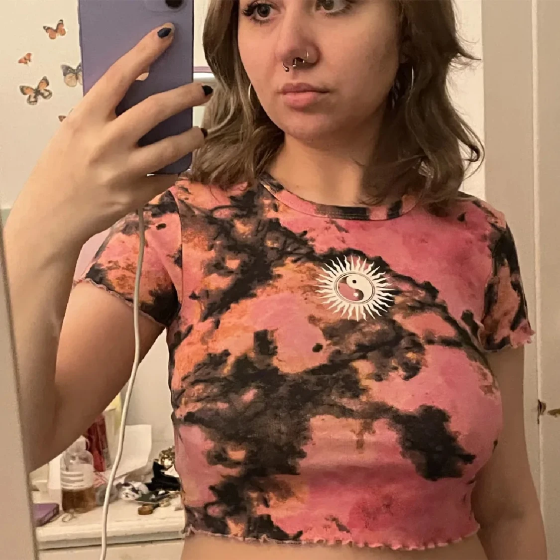 Batik crop baby tee 90s