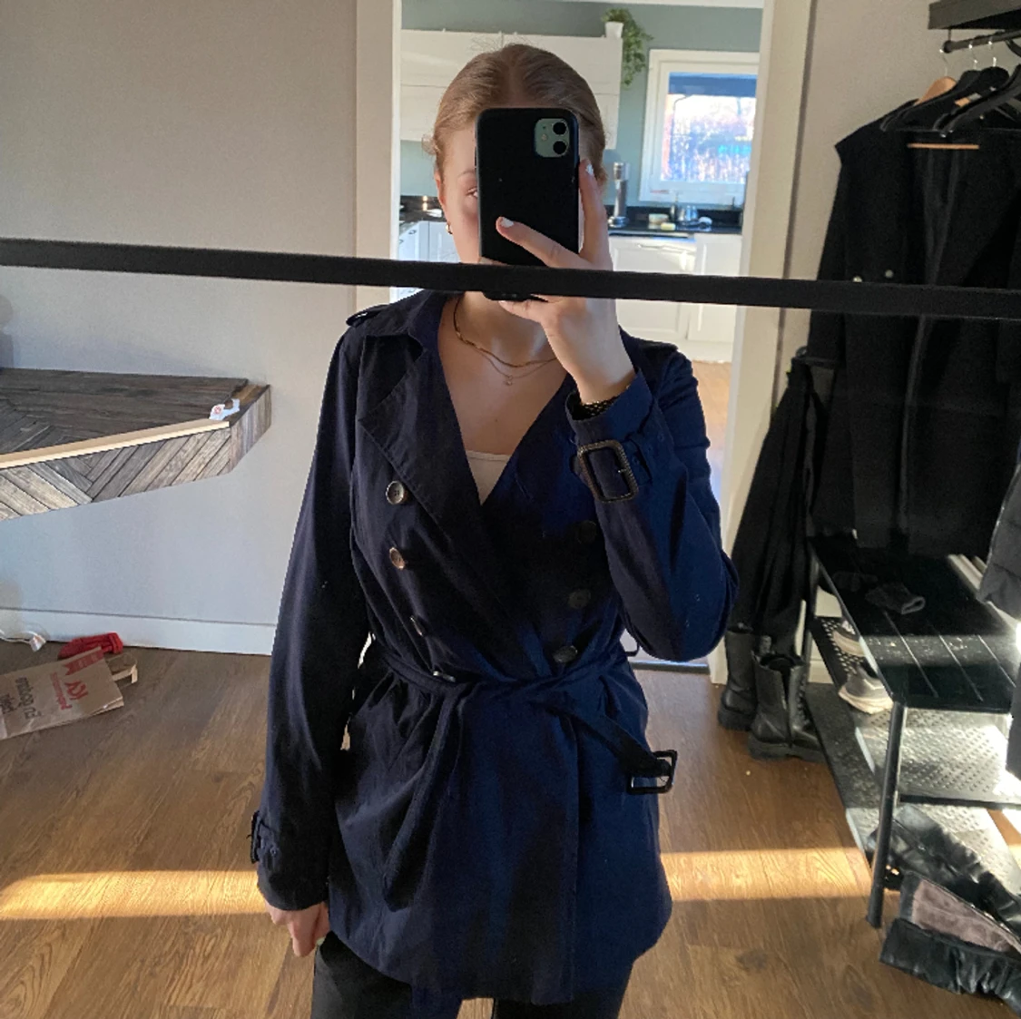 Marinblå trenchcoat - 91