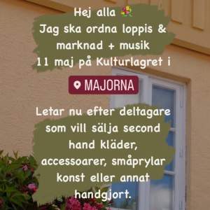 🎀Hej! Vill du sälja second hand prylar på loppis i Göteborg? Tipsa era vänner!  🎀 Här kommer länk för intresserade:  https://forms.gle/hihBKtTAk9ppZCTP9