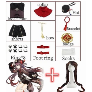 Hu tao cosplay - Endast använd 1 gång. Inkluderar allt förutom strumpor. Har inga bilder med den på mig men meddela gärna för bilder på cosplayen🤍