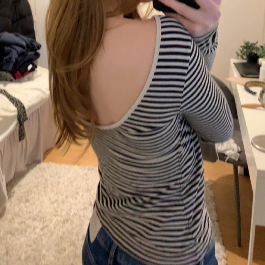 Randig långärmad med öppen rygg💘 - 91