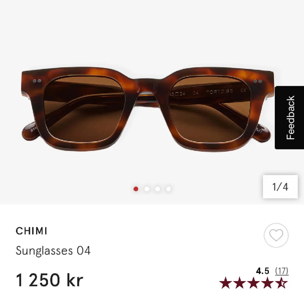 Säljer mina Chimi solglasögon i färgen Tortoise i 04 L. Köptes för 1250kr i chimis butik. Använd sparsamt samt att kartong finns kvar. Säljer för 550kr. Accessoarer.